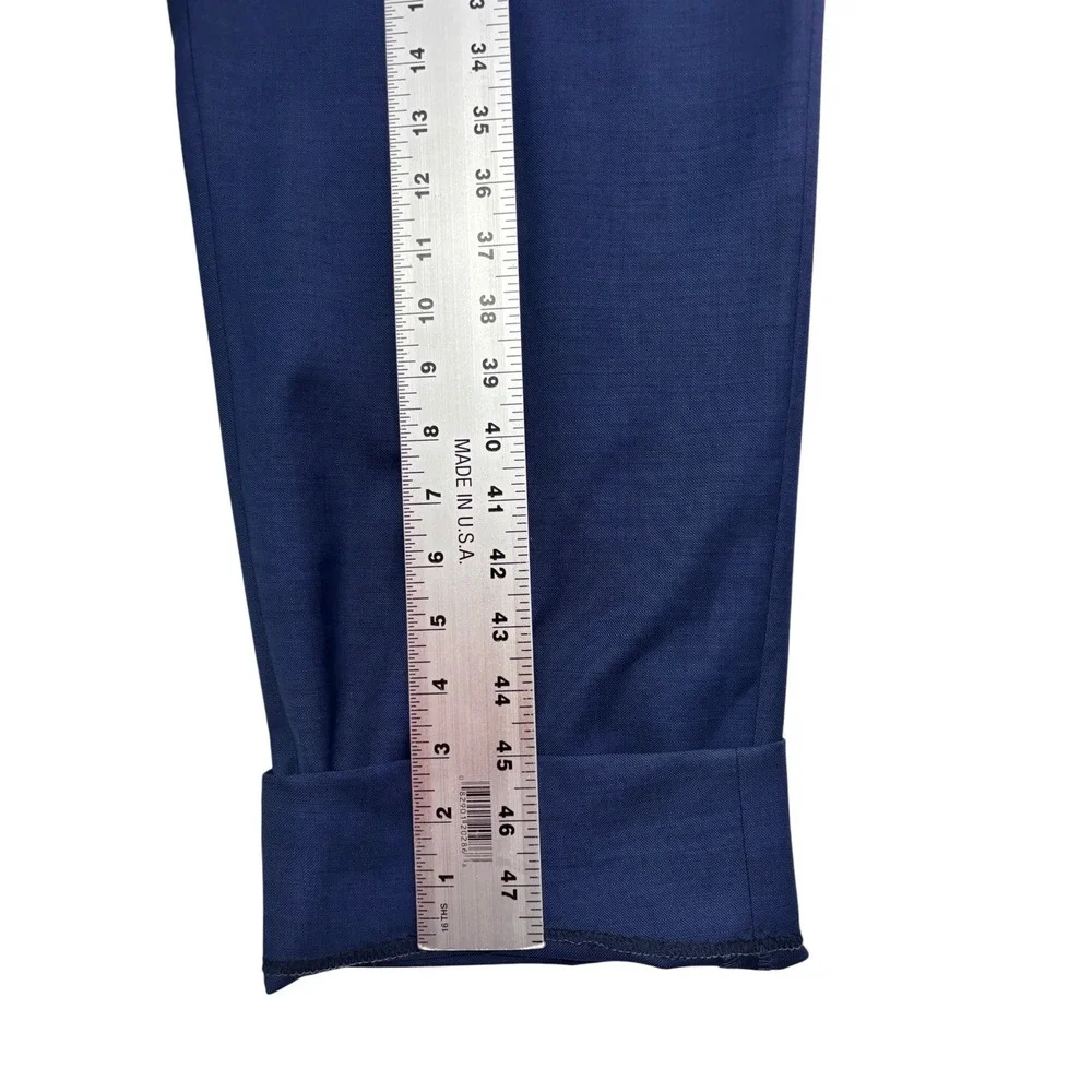 Tommy Hilfiger 42S 40x29 Navy Blue 2pc Pant Suit Stretch Wool Flat Front Mens